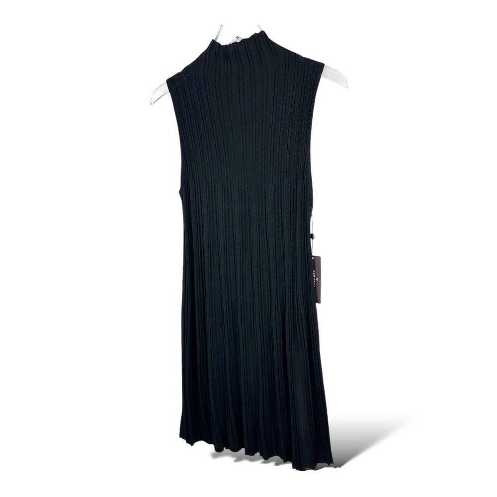 Kerisma‎ Sleeveless Black Cashmere Blend Mini Dress Slimming Gathers Sz M/L New